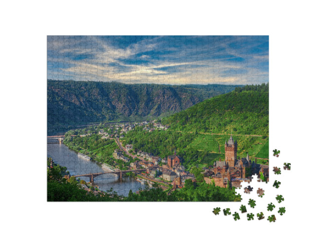 Puzzle 1000 Teile „Stadt und Burg Cochem an der Mosel in Deutschland“