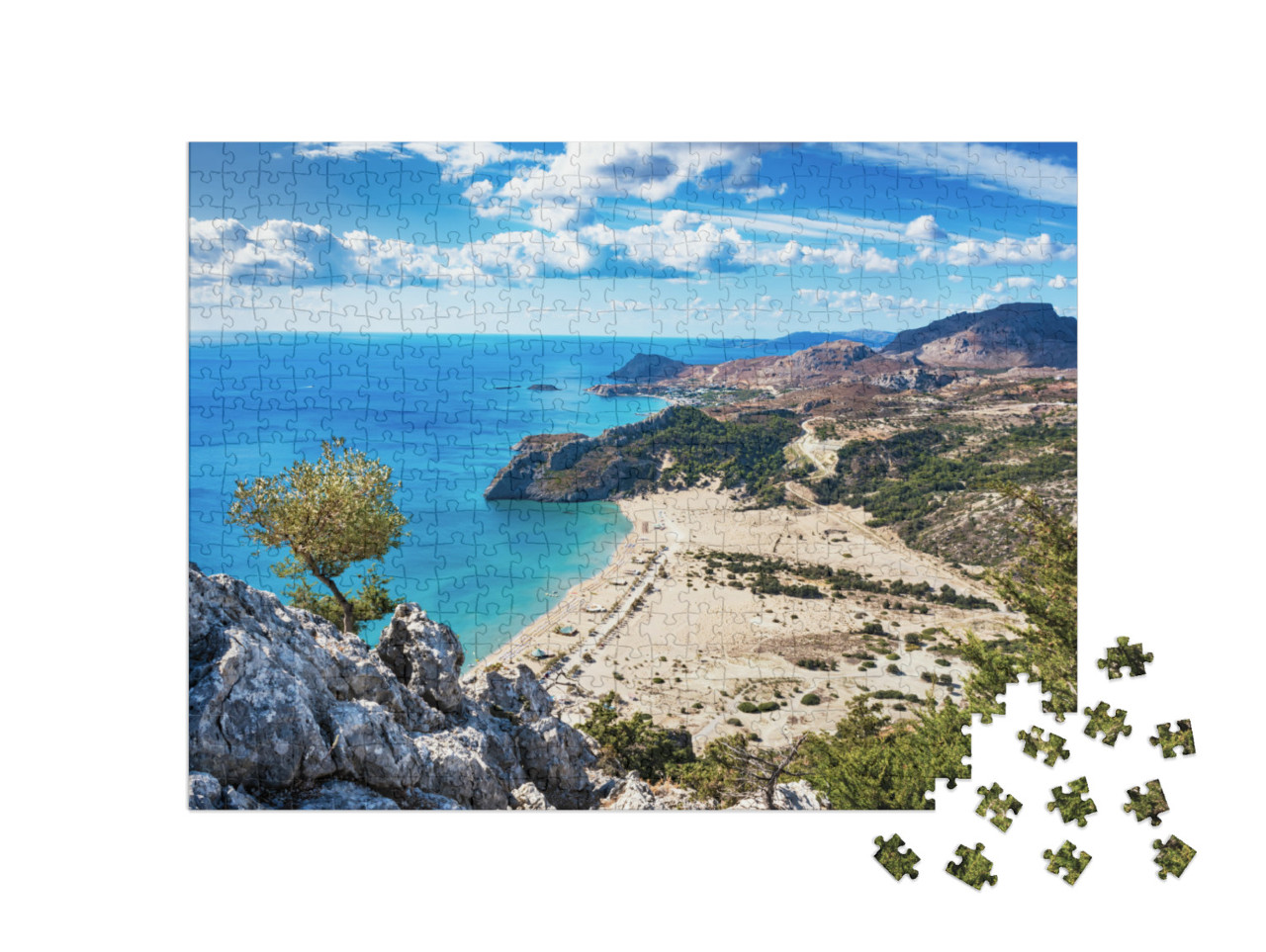 Puzzle 500 Teile „Strand mit goldenem Sand: Tsambika, Rhodos, Griechenland“