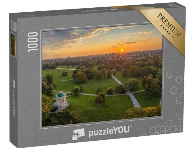 Puzzle 1000 Teile „Sonnenuntergang im Englischen Garten in München, Bayern“