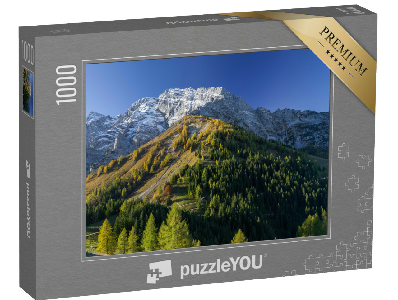 Puzzle 1000 Teile „Panorama deutsch-österreichische Alpen bei Berchtesgaden“