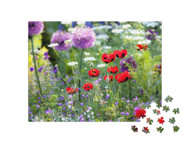 Puzzle 500 Teile „Sonnenüberfluteter Wildblumengarten“