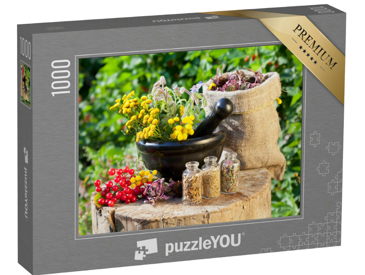 Puzzle 1000 Teile „Heilkräuter mit Mörser“