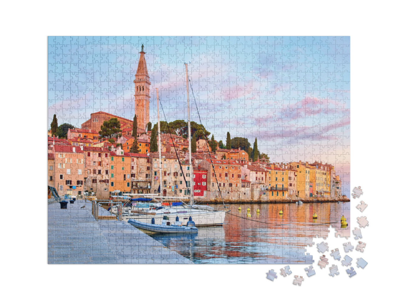 Puzzle 1000 Teile XXL „Mittelalterliche Stadt Rovinj an der Adria, Kroatien“