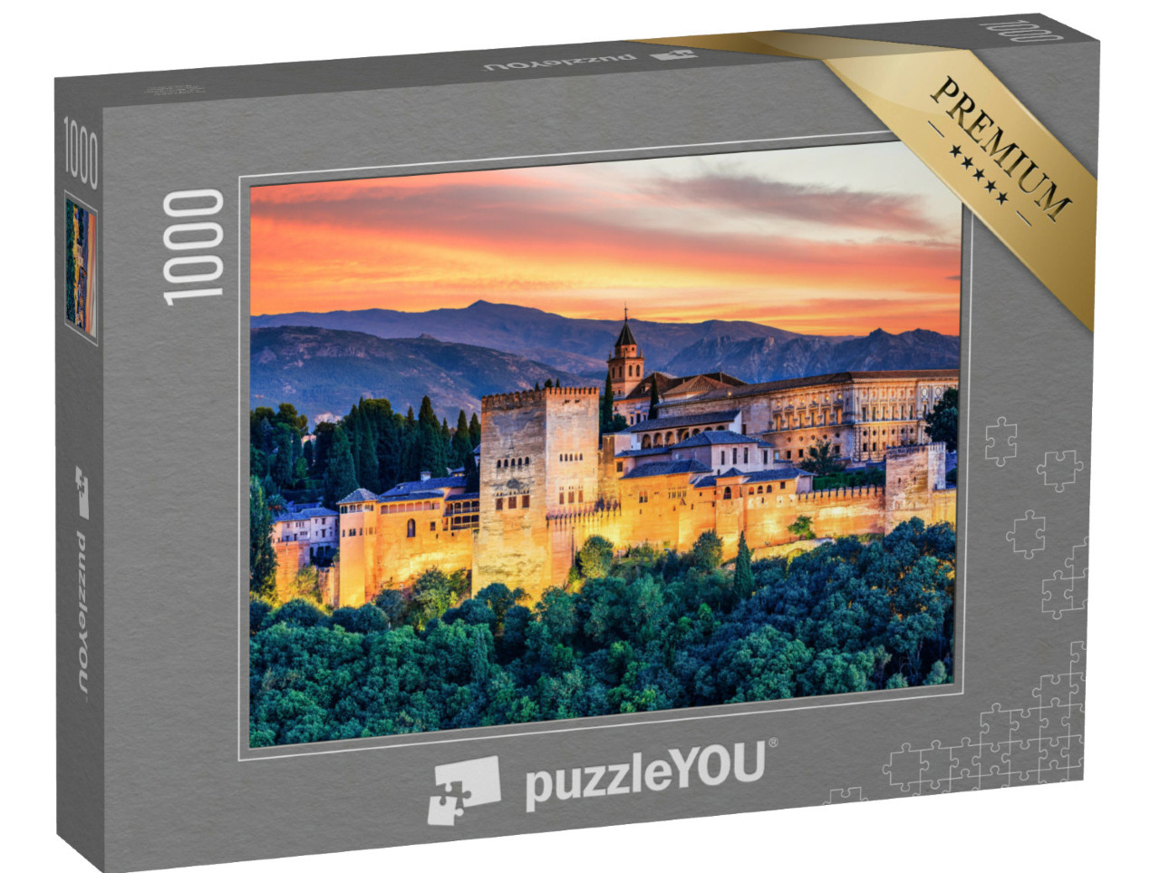 Puzzle 1000 Teile „Alhambra im Sonnenuntergang, Granada, Spanien“