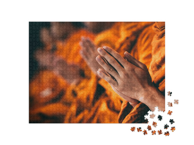 Puzzle 1000 Teile „Meditation und Gebet: Buddhistische Mönche“