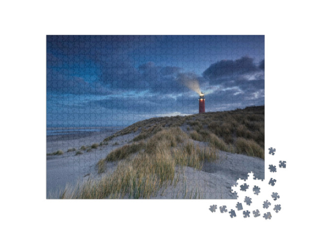 Puzzle 1000 Teile „Leuchtturm in der Abenddämmerung, Texel, Holland“