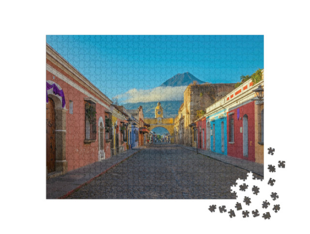 Puzzle 1000 Teile „Sonnenaufgang über Antigua , Guatemala“