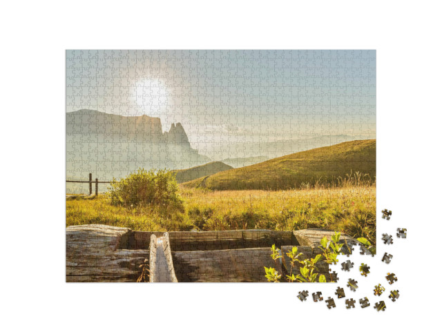 Puzzle 1000 Teile „Schlern an der Seiser Alm, Südtirol“