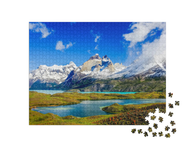 Puzzle 1000 Teile „Wunderschöne Patagonien-Landschaft im Torres del Paine Nationalpark, Chile“
