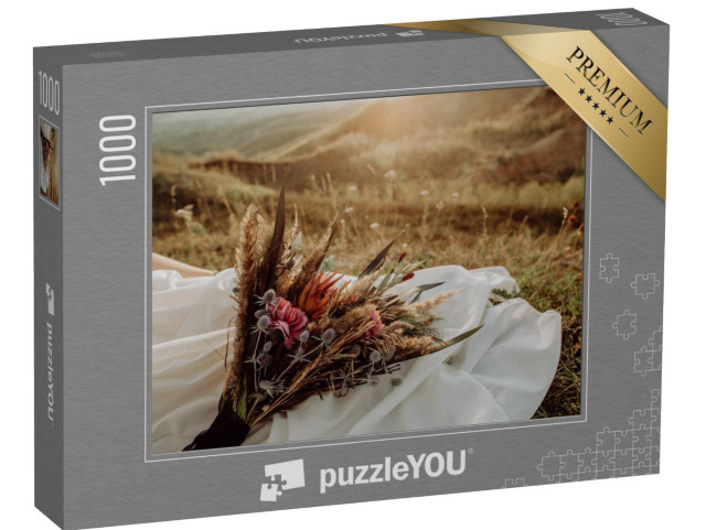 Puzzle 1000 Teile „Hochzeitsstrauß im Boho-Stil aus Wildblumen“