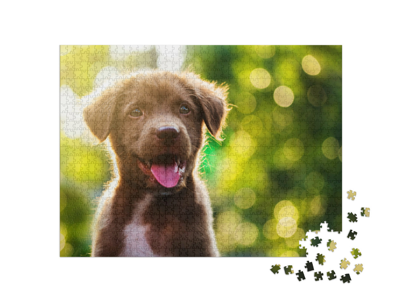 Puzzle 1000 Teile „Labrador Retriever Welpe im Sonnenschein“