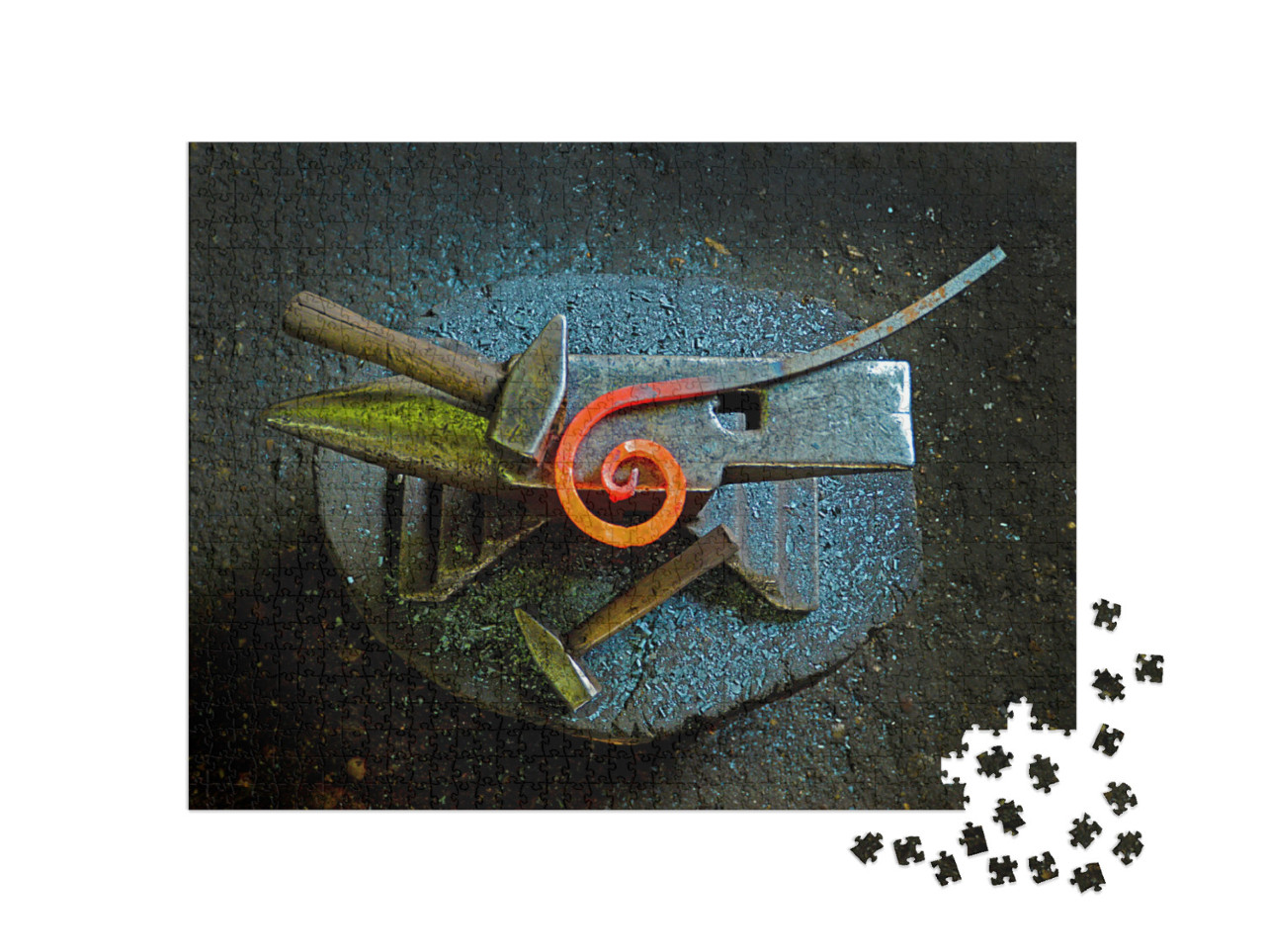 Puzzle 1000 Teile „Handwerkszeug in einer Schmiede“