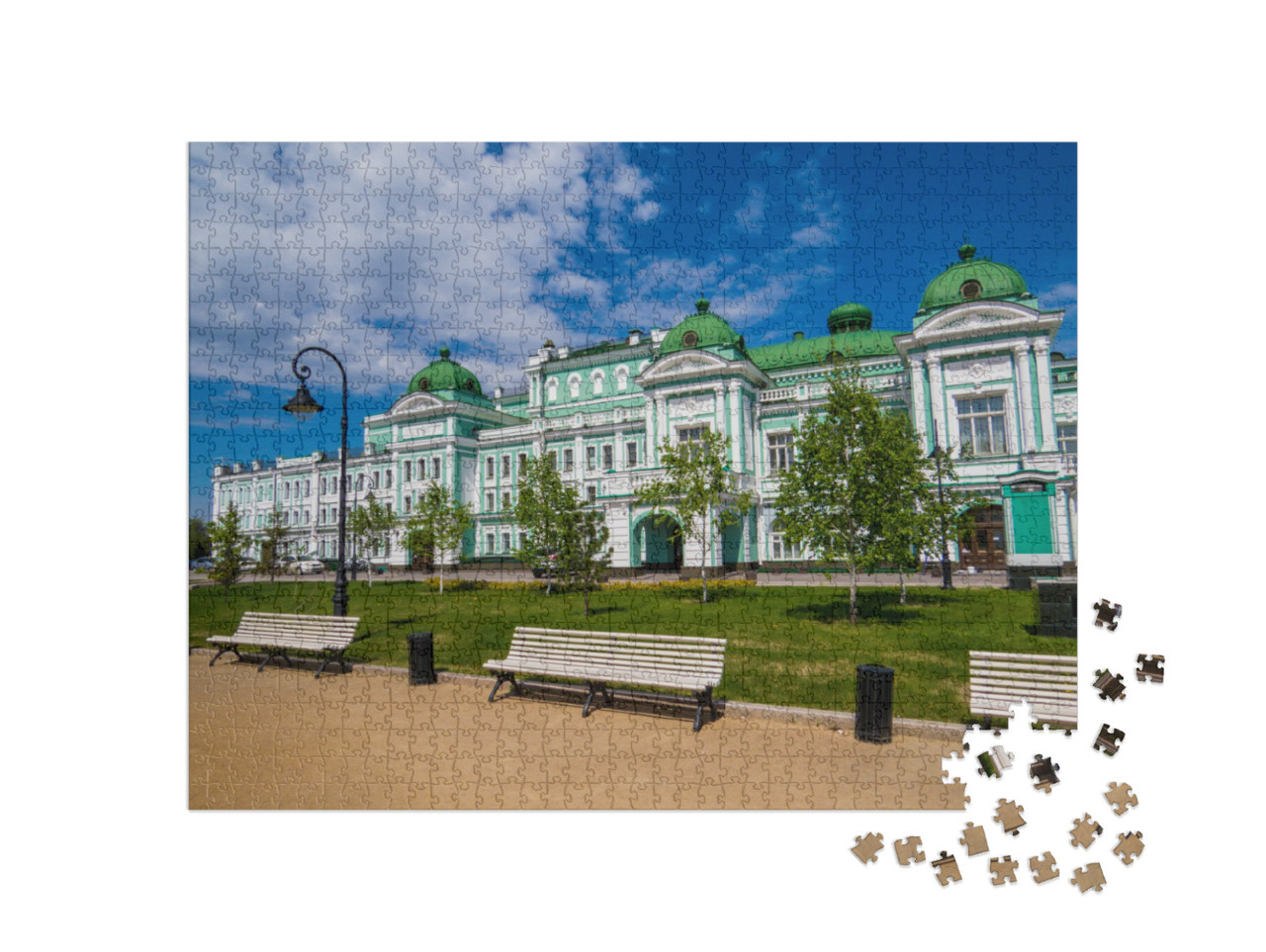 Puzzle 1000 Teile „Blick auf das Omsk Drama Theater, Russland“
