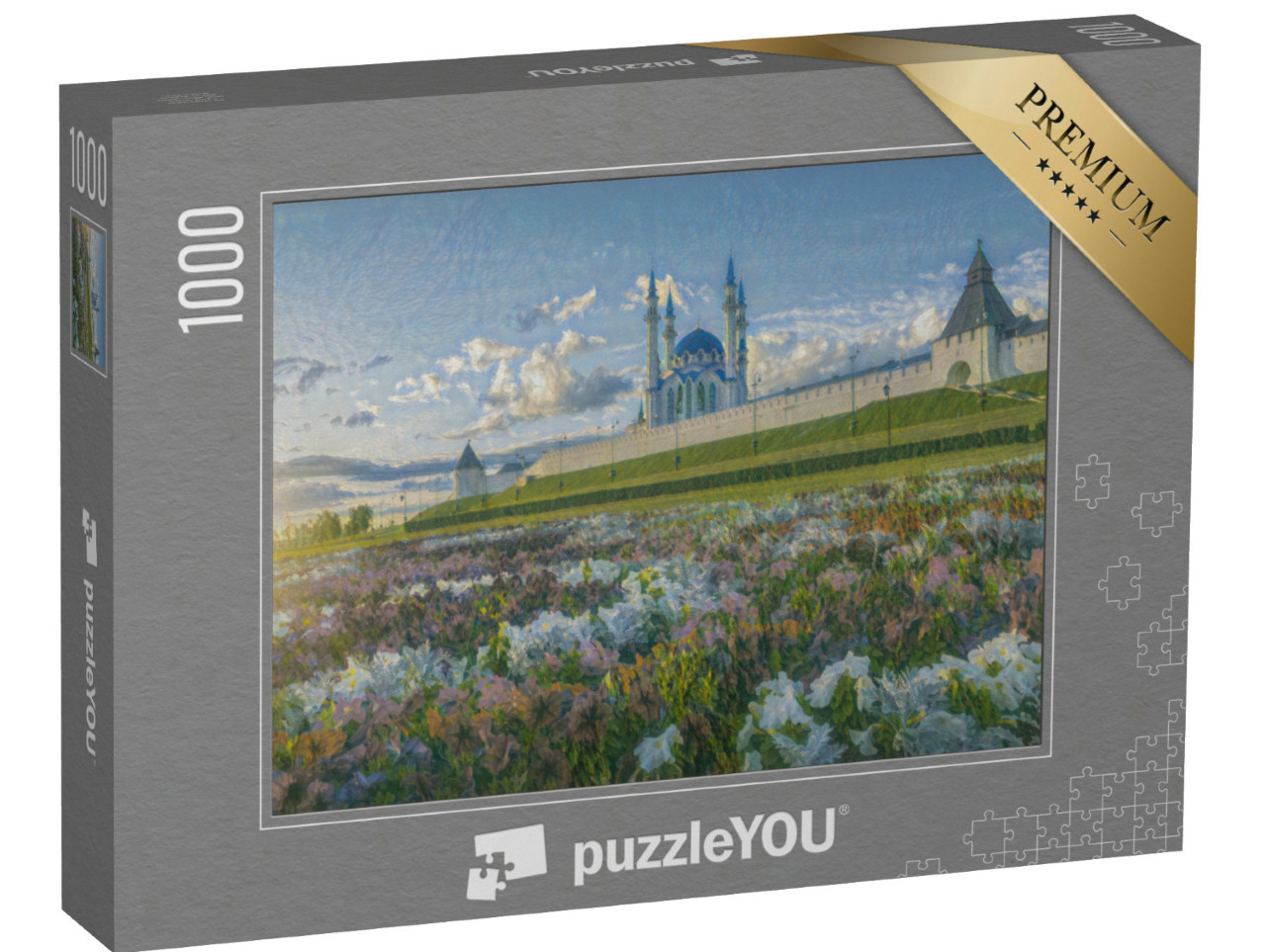 Puzzle 1000 Teile „im Kunst-Stil von Claude Monet - Blumen im Kasaner Kreml - Puzzle-Kollektion Künstler & Gemälde“