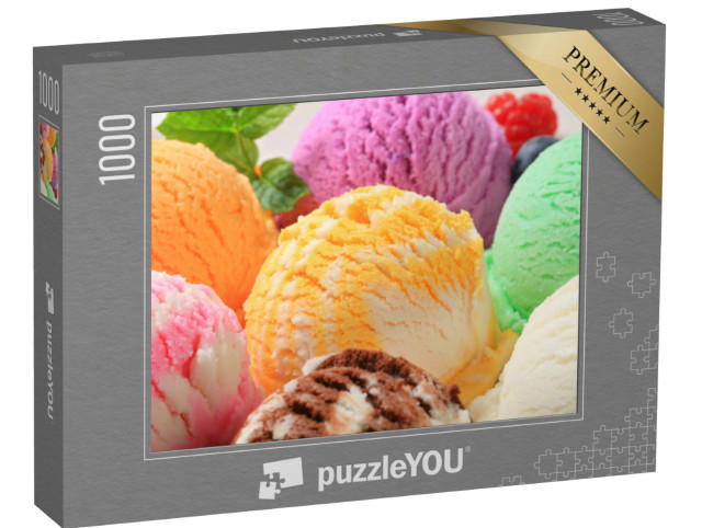 Puzzle 1000 Teile „Bunte Eiskugeln, bereit zum Genießen“