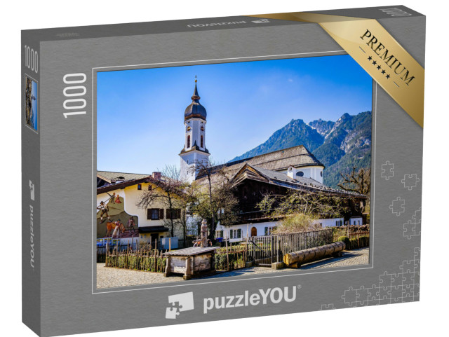 Puzzle 1000 Teile „Altstadt mit historischen Gebäuden in Garmisch-Partenkirchen“