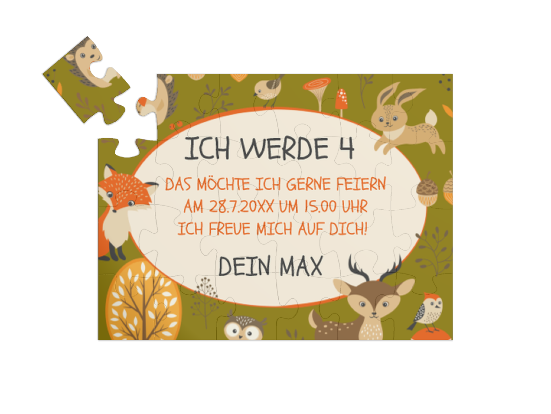"Waldtiere" in Querformat grün