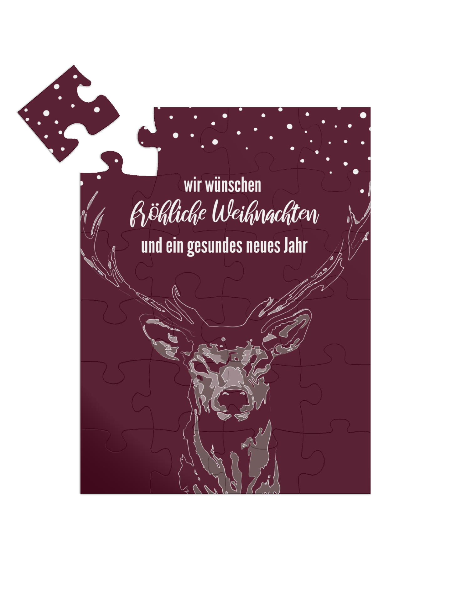 "Raindeer" in Hochformat weinrot