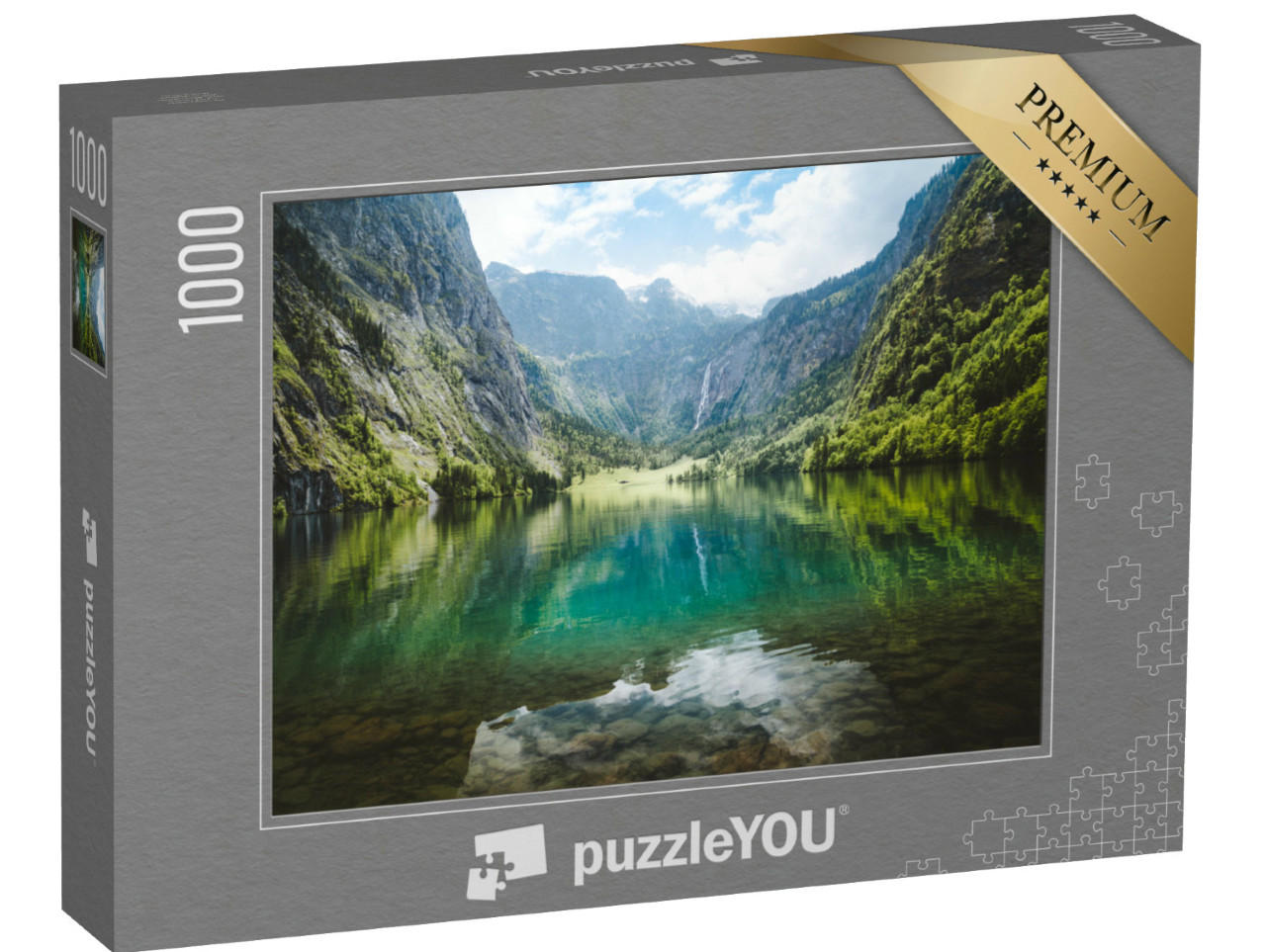 Puzzle 1000 Teile „Panoramablick auf den idyllischen Obersee, Bayerische Alpen, Deutschland“