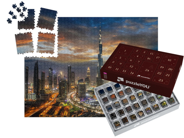 Puzzle-Adventskalender „Dubai Business Bay bei Nacht“