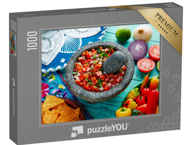 Puzzle 1000 Teile „Pico de Gallo-Sauce aus Mexiko mit Tomate, Koriander und Zwiebel“