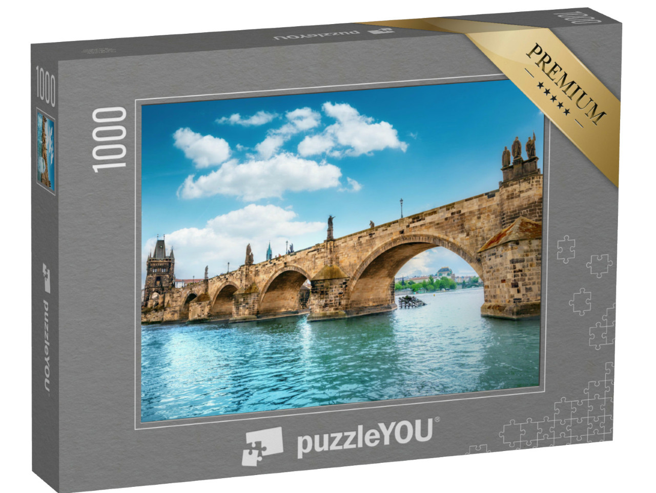 Puzzle 1000 Teile „Karlsbrücke, Prag, über dem blauen Wasser der Moldau“