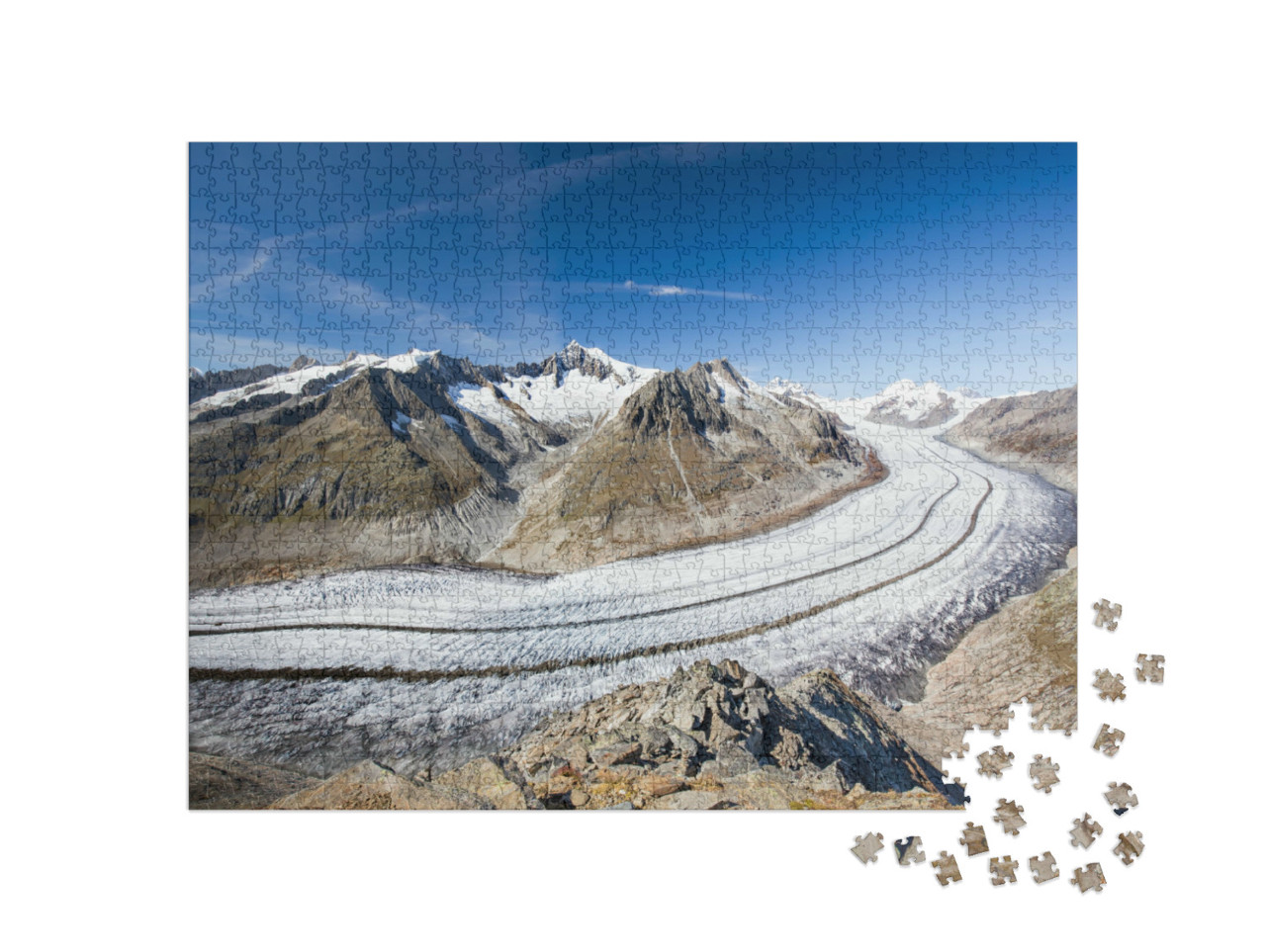 Puzzle 1000 Teile „Majestätischer Blick auf den Aletschgletscher“