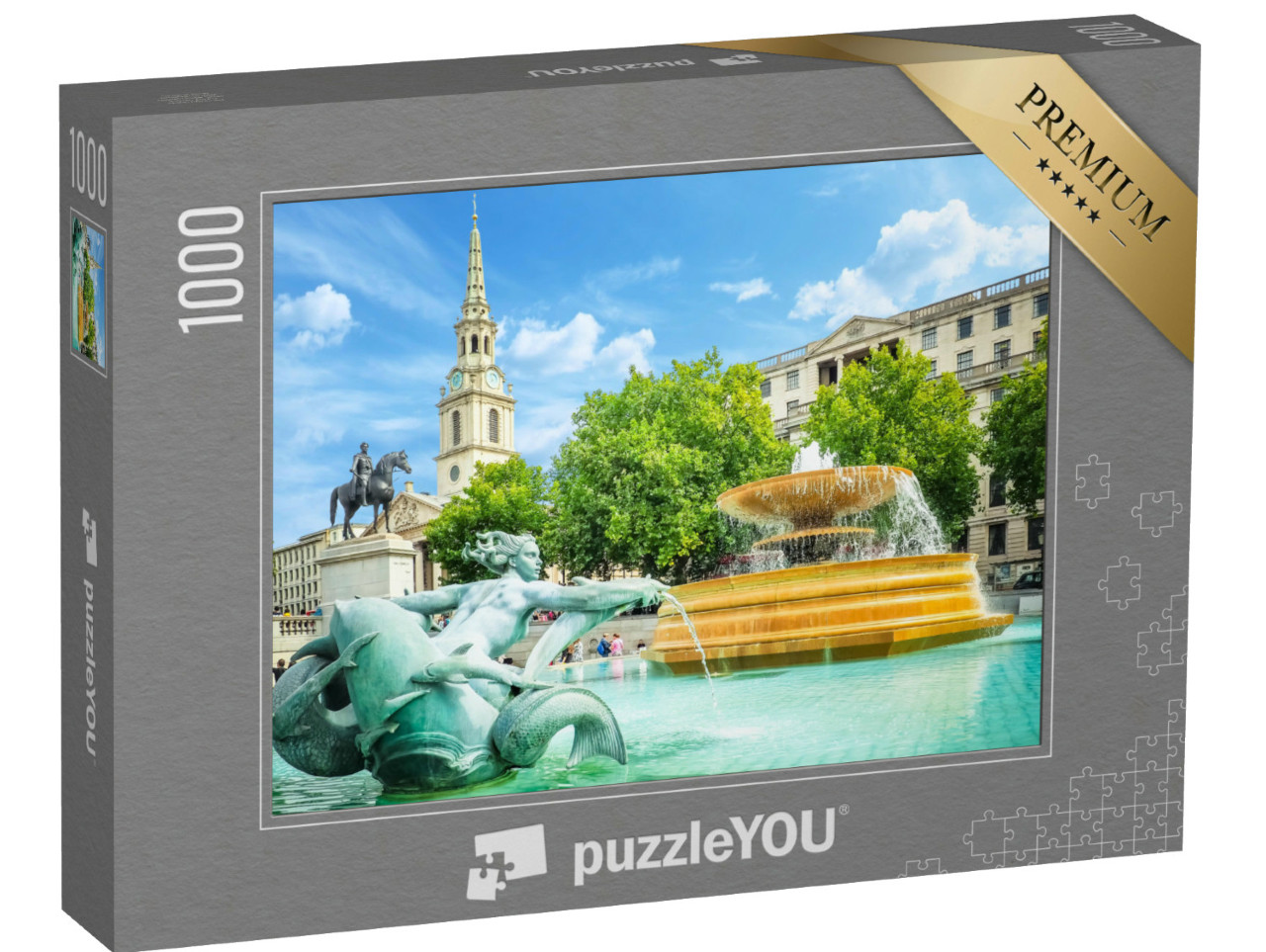 Puzzle 1000 Teile „Springbrunnen auf dem Trafalgar Square an einem hellen Sommertag“