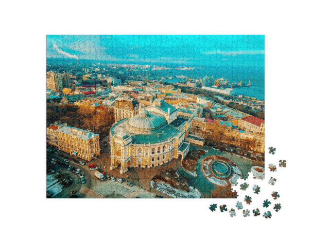 Puzzle 1000 Teile „Stadt aus der Vogelperspektive, Dächer von Odessa aus der Luft“