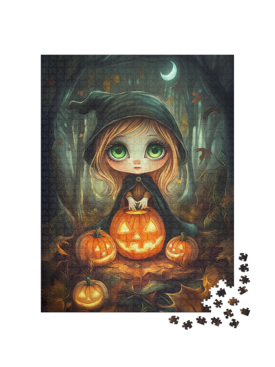 Puzzle 1000 Teile „Hexe in der Halloweennacht“