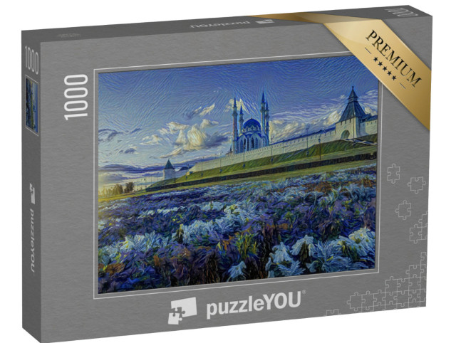 Puzzle 1000 Teile „im Kunst-Stil von van Gogh, Sternennacht - Blumen im Kasaner Kreml - Puzzle-Kollektion Künstler & Gemälde“