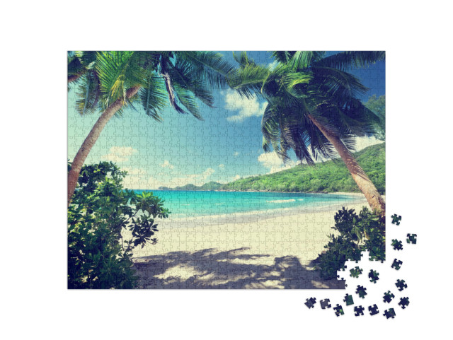 Puzzle 1000 Teile „Traumhafter Strand Takamaka, Insel Mahe, Seychellen“