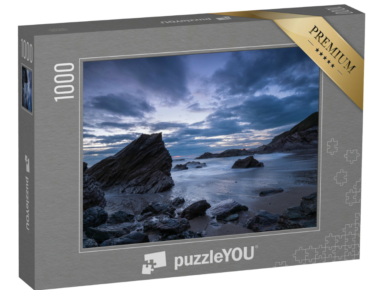 Puzzle 1000 Teile „Abne über der Küste Cornwalls am Strand von Sharrow in der Whitsand Bay“