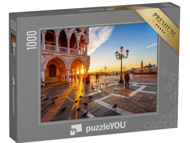 Puzzle 1000 Teile „Markusplatz und Dogenpalast im Sonnenaufgang, Venedig, Italien “