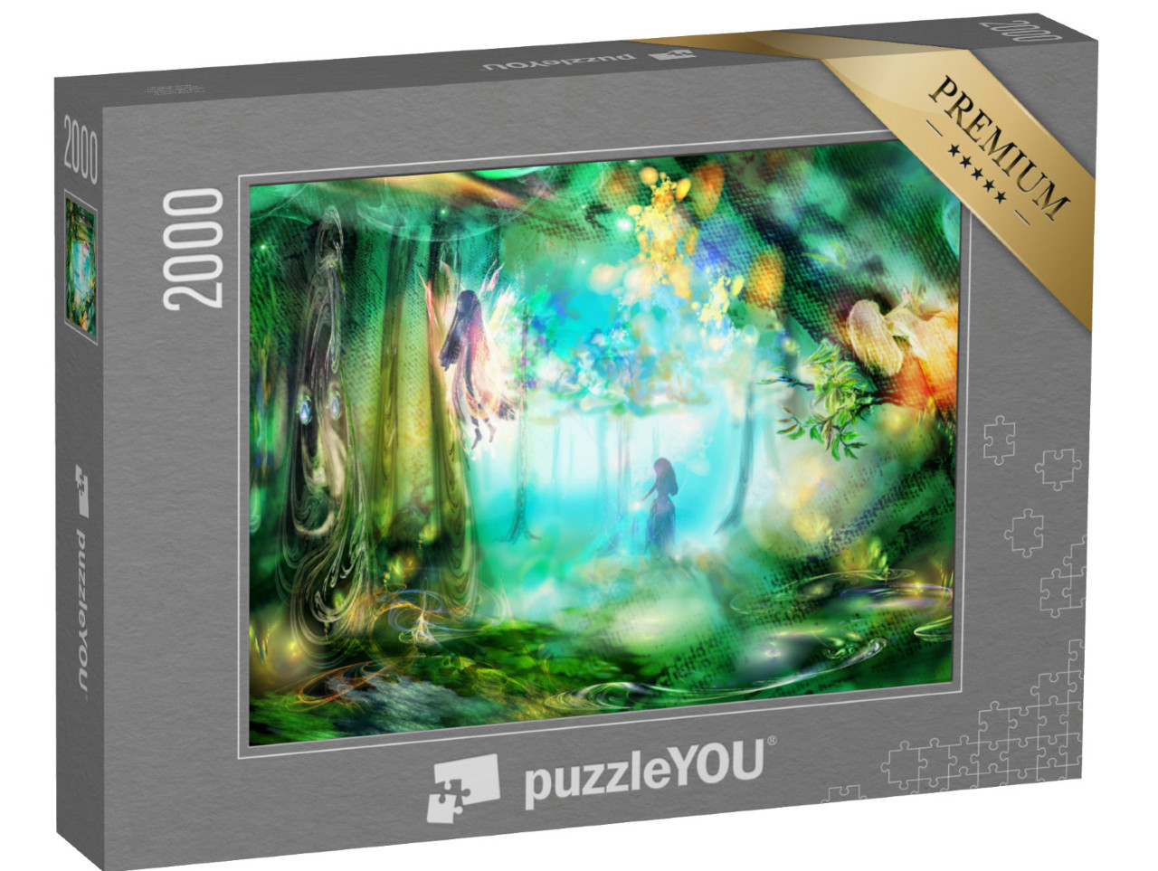 Puzzle 2000 Teile „Ein Zauberwald mit Feen, fantastischer Hintergrund, abstrakt“