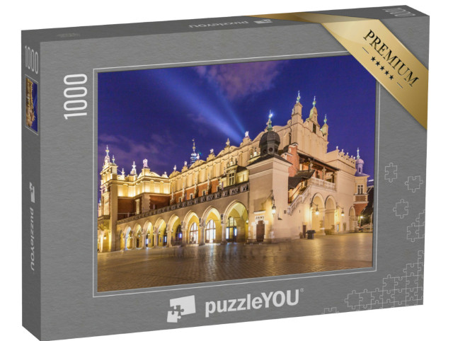 Puzzle 1000 Teile „Sukiennice auf dem Hauptmarkt bei Nacht, Krakau, Polen“