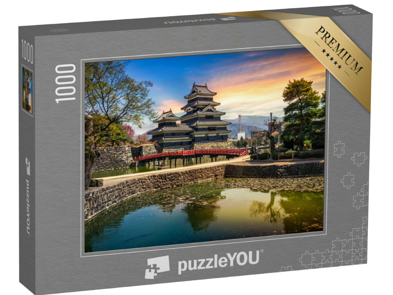 Puzzle 1000 Teile „Altes Schloss Matsumoto im Sonnenaufgang, Matsumoto, Japan“