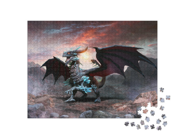 Puzzle 1000 Teile „Blauer Drache “