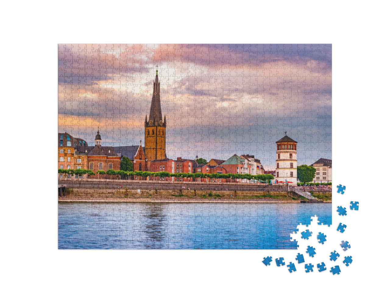 Puzzle 1000 Teile „Skyline von Düsseldorf am Rhein, Deutschland“
