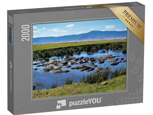 Puzzle 2000 Teile „Nilpferdbecken, Ngorongoro-Krater, Tansania“