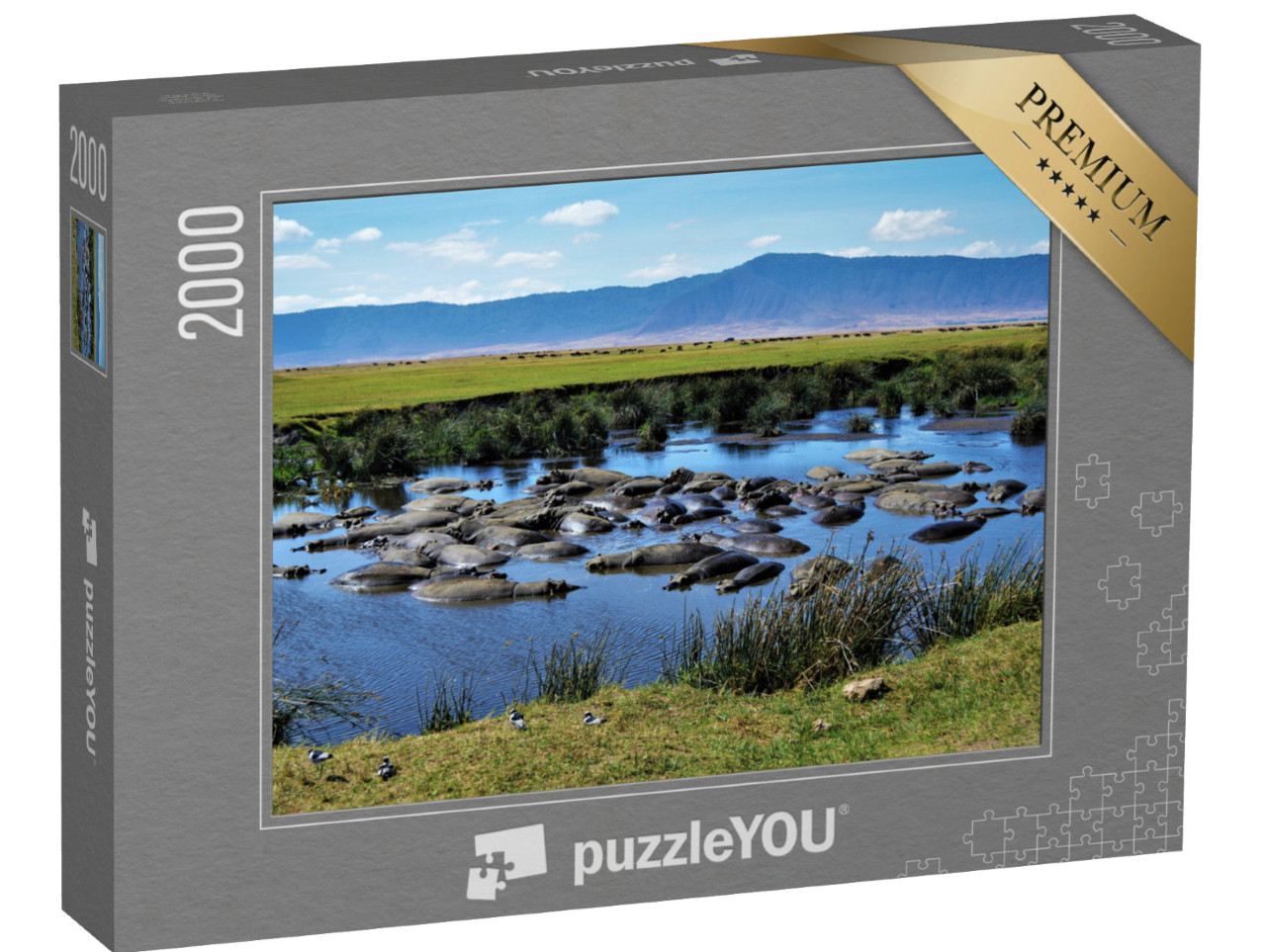 Puzzle 2000 Teile „Nilpferdbecken, Ngorongoro-Krater, Tansania“