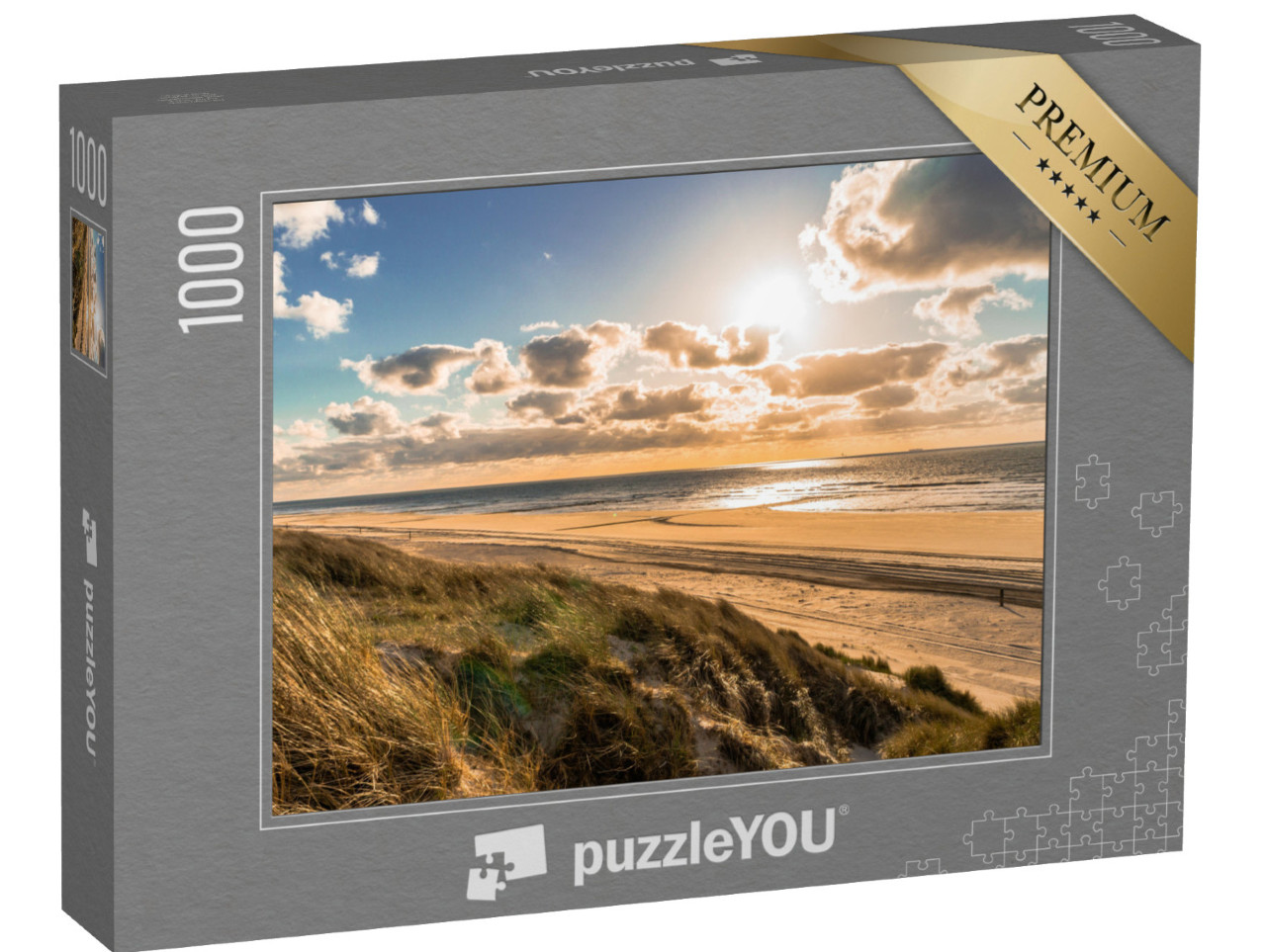 Puzzle 1000 Teile „Wilde Nordseeküste mit dramatischem Himmel, Niederlande“