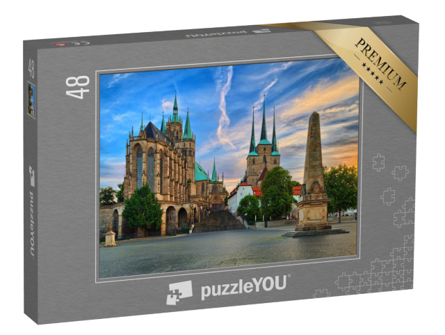 Puzzle 48 Teile „Dom von Erfurt, Thüringen, Deutschland“
