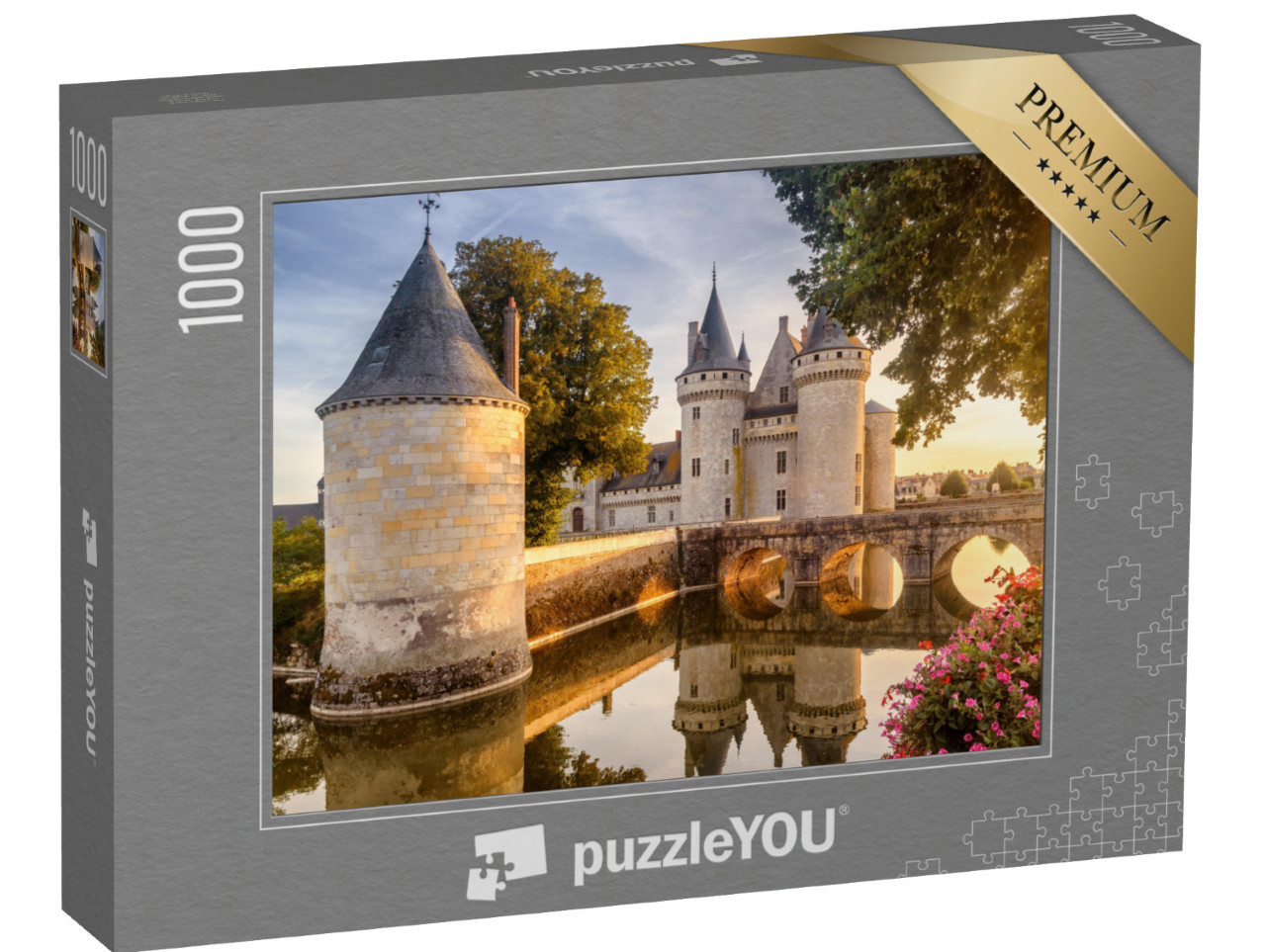 Puzzle 1000 Teile „Chateau von Sully-sur-Loire bei Sonnenuntergang, Wahrzeichen von Frankreich“