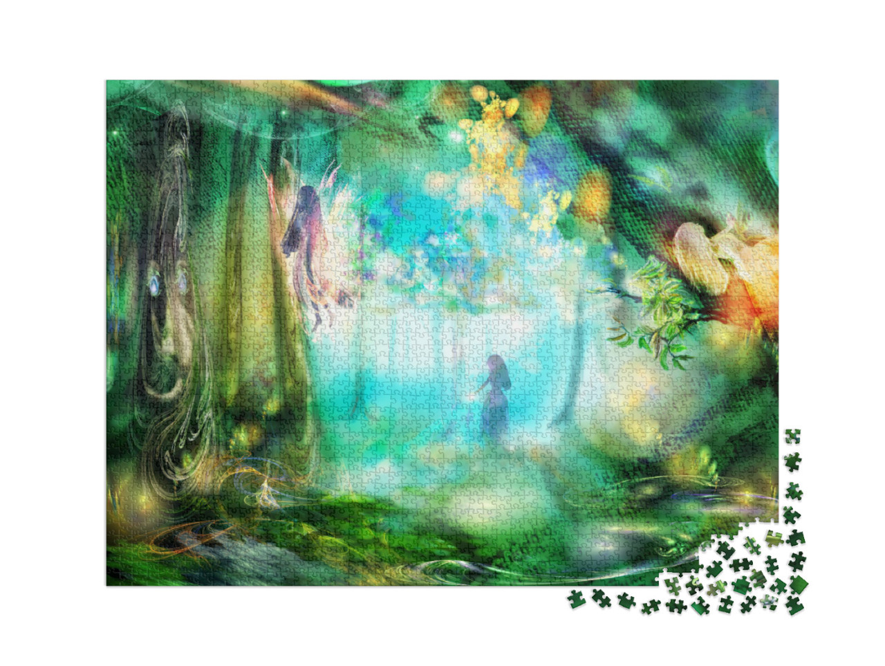 Puzzle 2000 Teile „Ein Zauberwald mit Feen, fantastischer Hintergrund, abstrakt“