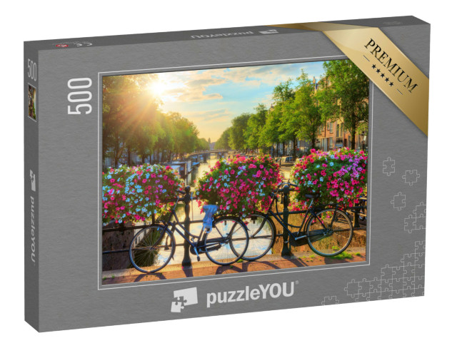 Puzzle 500 Teile „Grachten in Amsterdam, UNESCO-Weltkulturerbe, Niederlande“