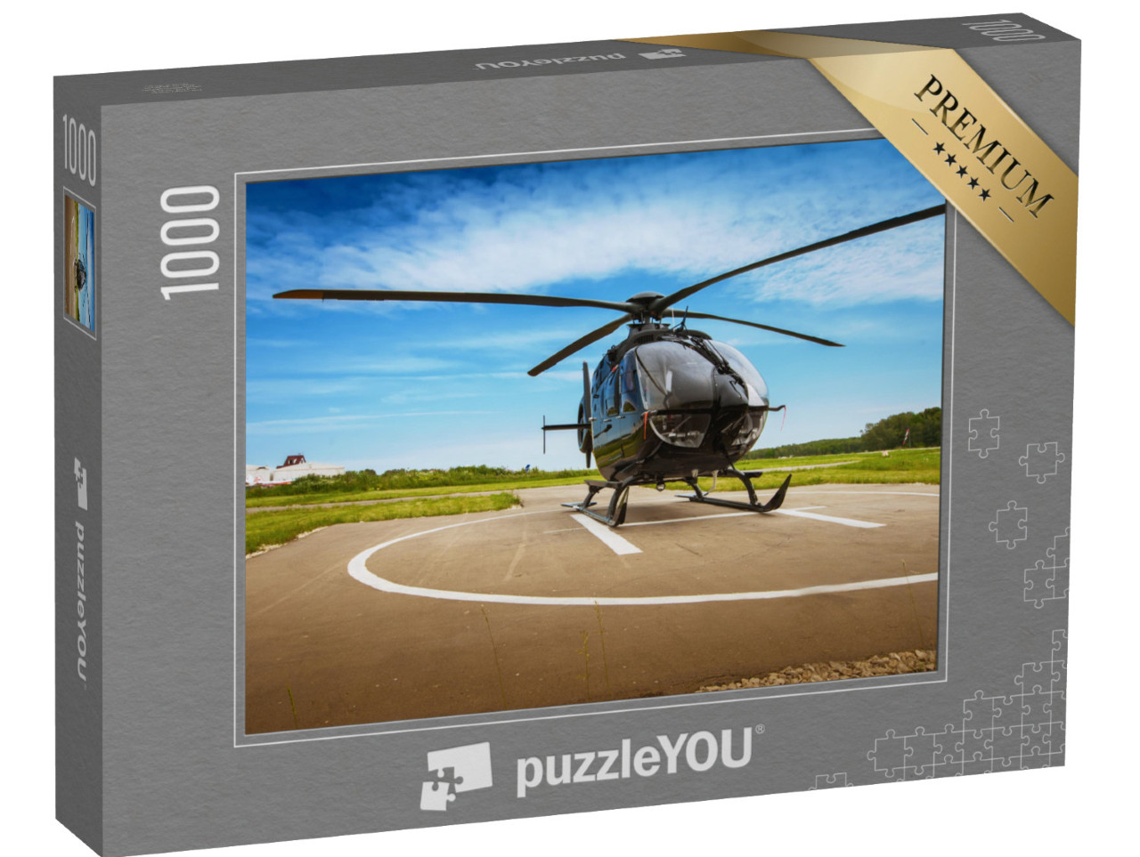 Puzzle 1000 Teile „Hubschrauber auf dem Hubschrauberlandeplatz“
