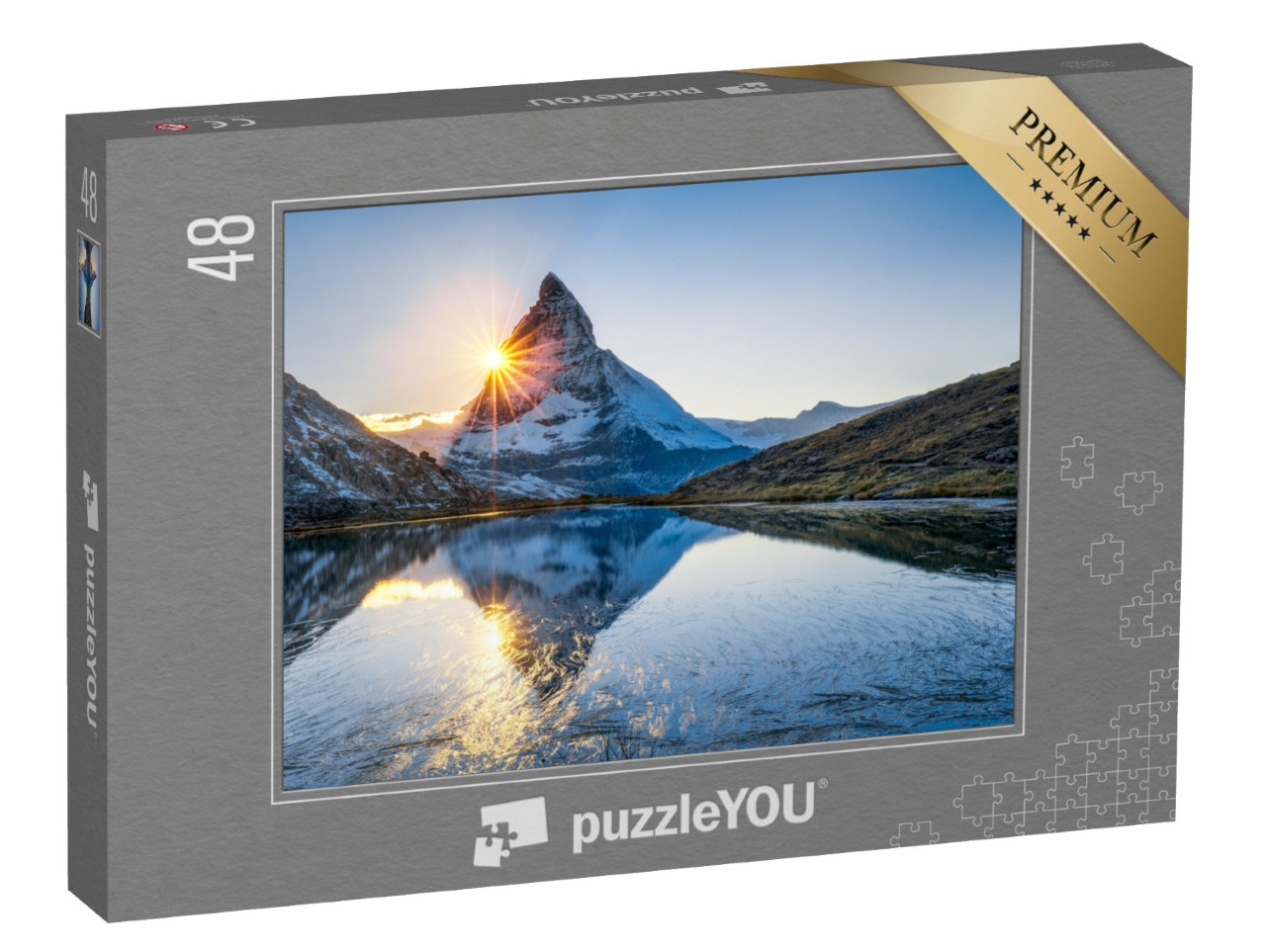 Puzzle 48 Teile „Riffelsee und Matterhorn im Kanton Wallis, Schweiz“