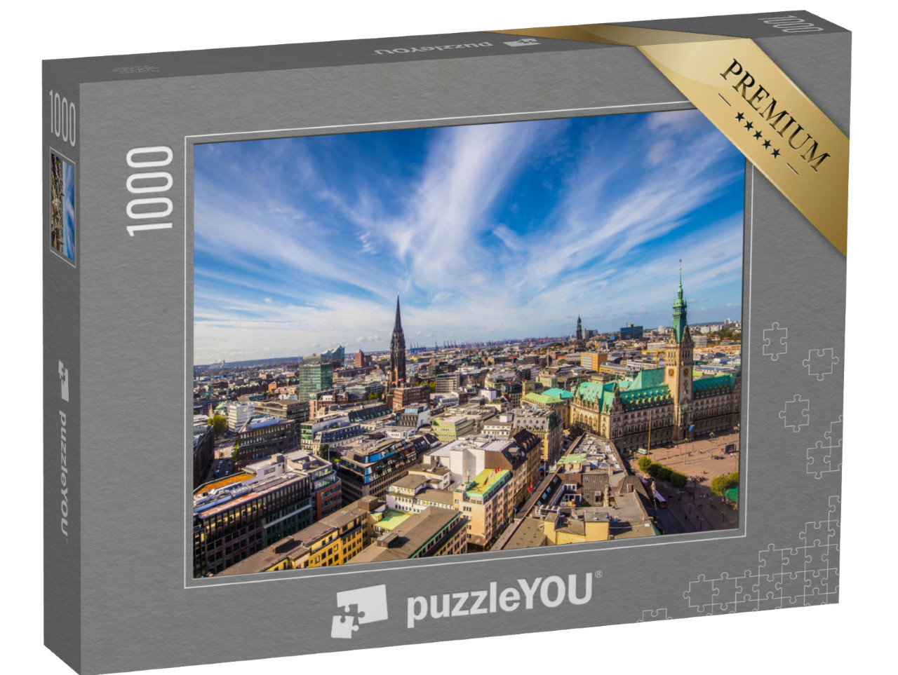 Puzzle 1000 Teile „Hamburger Rathaus von oben“