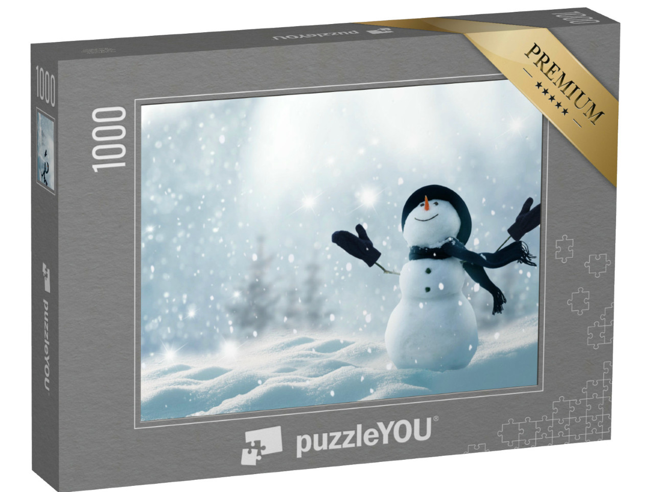 Puzzle 1000 Teile „Ein Scheemann im glänzenden Schnee“